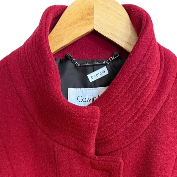 Calvin Klein Red Wool Fitted Coat - Women’s Size 6 - Picture 6 of 15